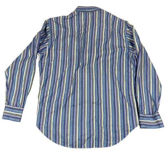 Robert Graham Mens Shirt Large Striped Button-Down With Paisley Cuff Detail - Picture 2 of 9